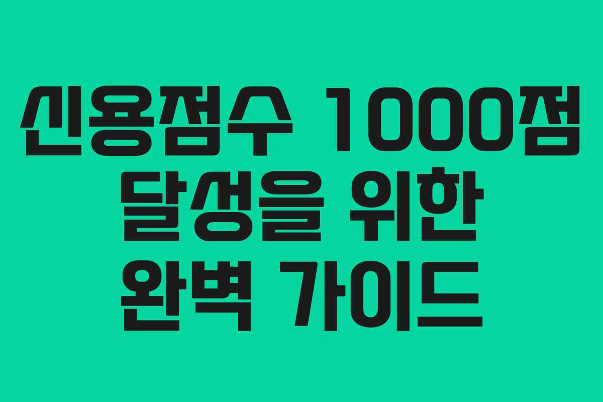 신용점수 1000점 달성을 위한 완벽 가이드