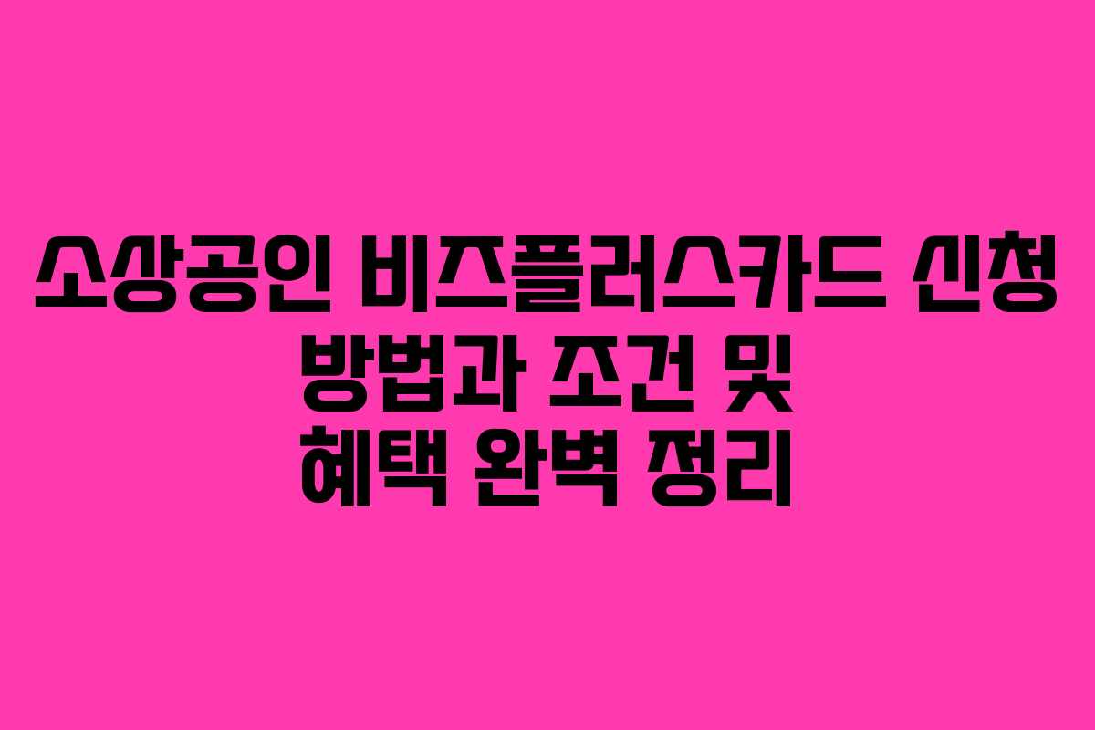 소상공인 비즈플러스카드 신청 방법과 조건 및 혜택 완벽 정리