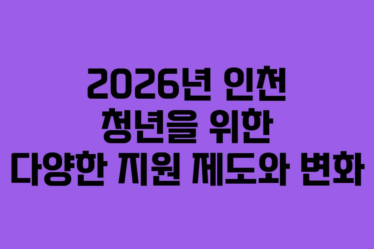 2026년 인천 청년을 위한 다양한 지원 제도와 변화