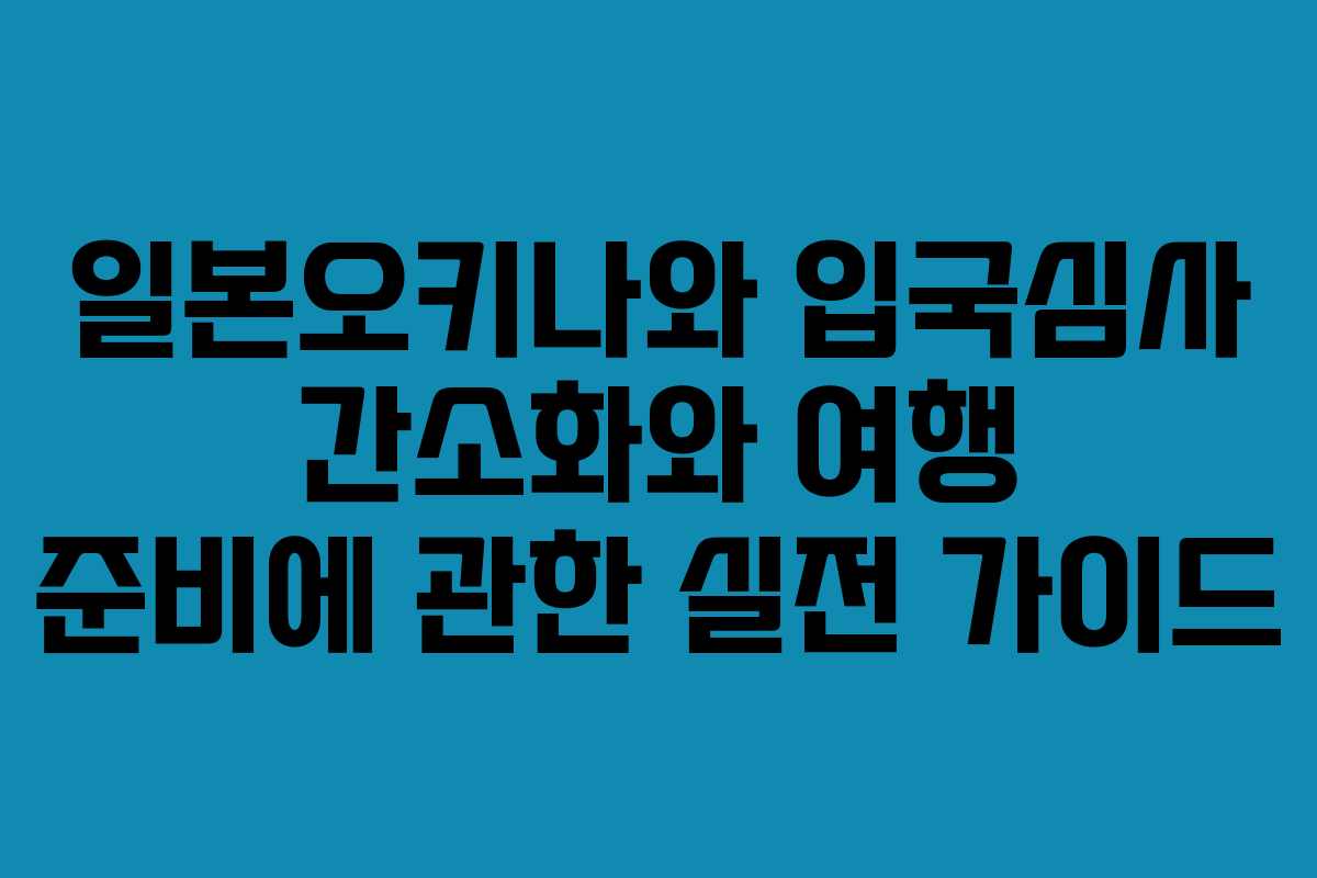 일본오키나와 입국심사 간소화와 여행 준비에 관한 실전 가이드