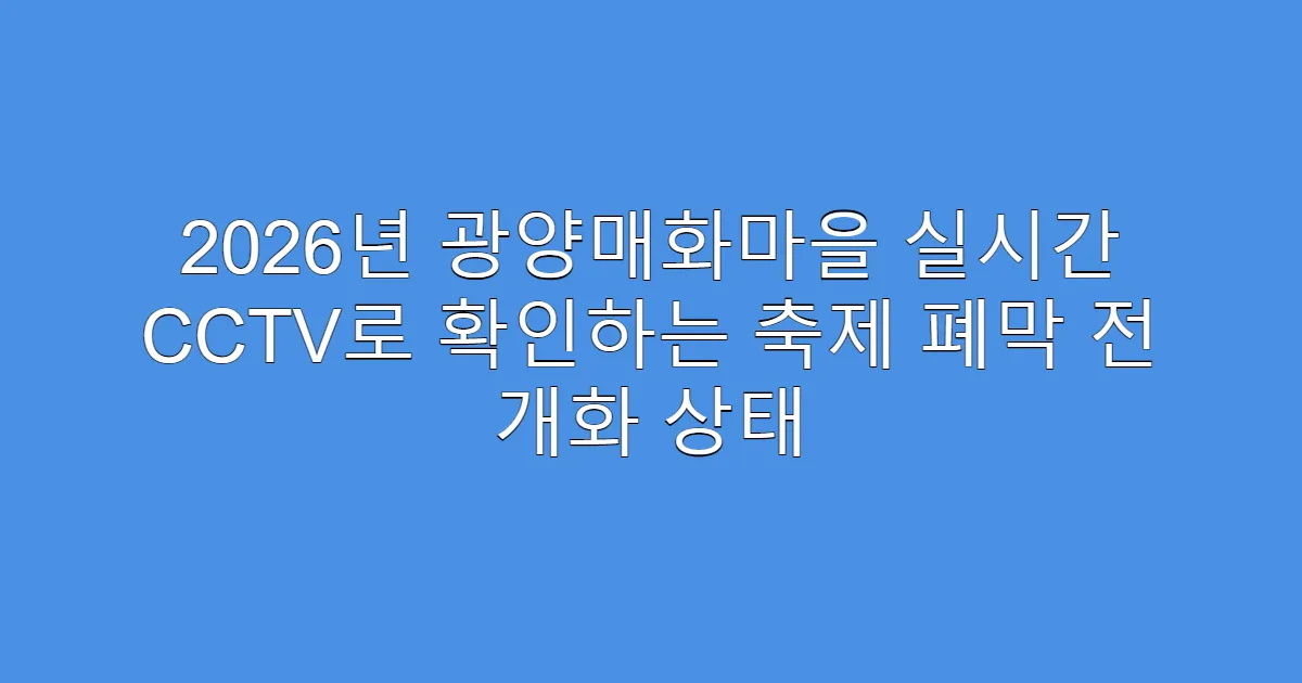 2026년 광양매화마을 실시간 CCTV로 확인하는 축제 폐막 전 개화 상태
