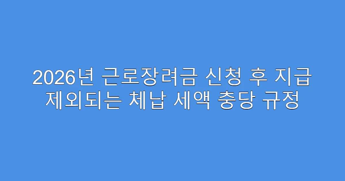 2026년 근로장려금 신청 후 지급 제외되는 체납 세액 충당 규정