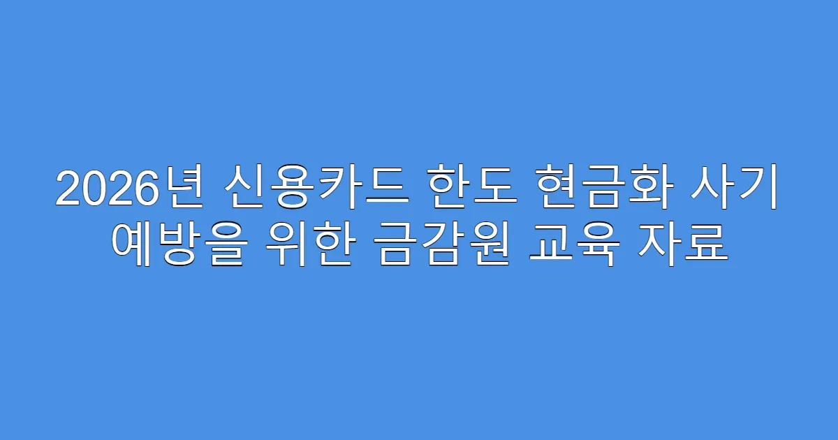 2026년 신용카드 한도 현금화 사기 예방을 위한 금감원 교육 자료