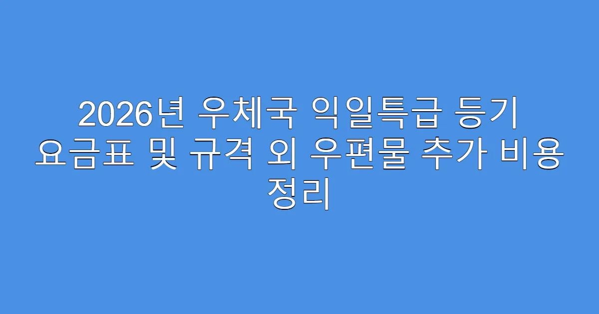2026년 우체국 익일특급 등기 요금표 및 규격 외 우편물 추가 비용 정리