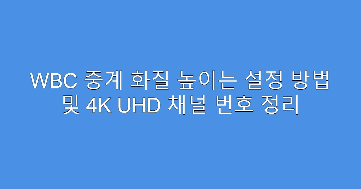 WBC 중계 화질 높이는 설정 방법 및 4K UHD 채널 번호 정리