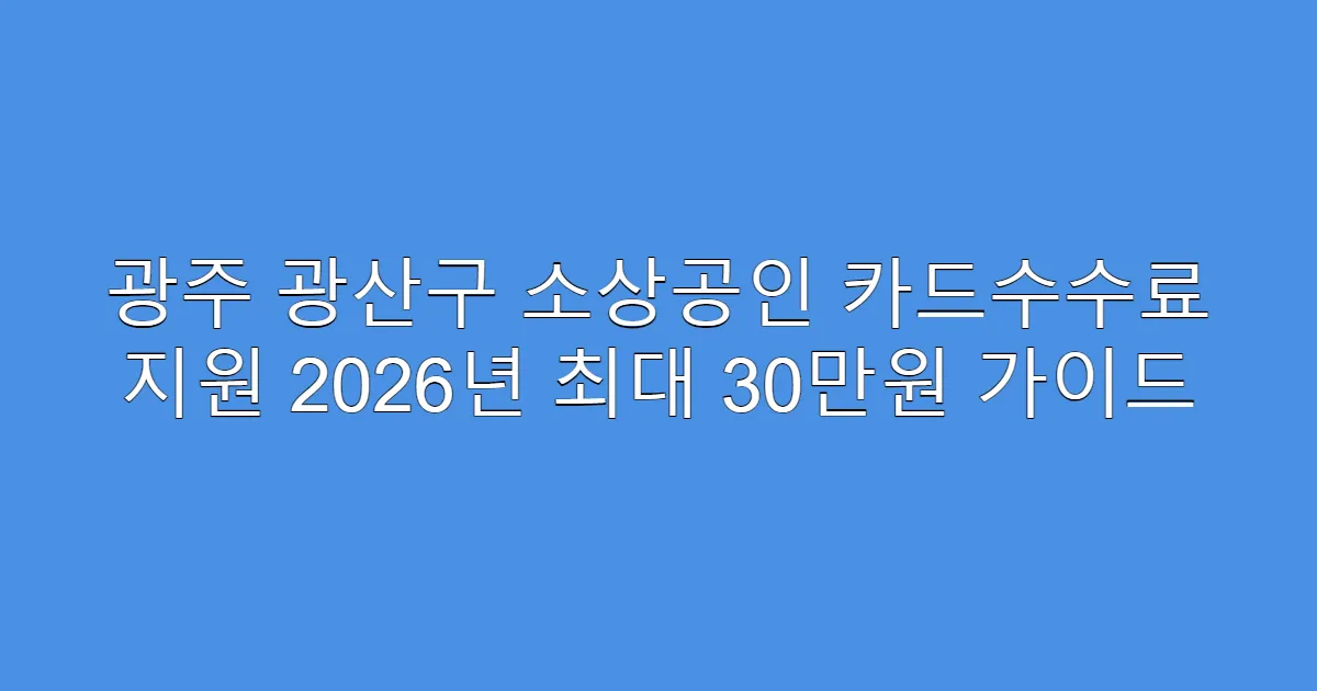 광주 광산구 소상공인 카드수수료 지원 2026년 최대 30만원 가이드