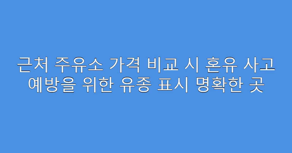 근처 주유소 가격 비교 시 혼유 사고 예방을 위한 유종 표시 명확한 곳