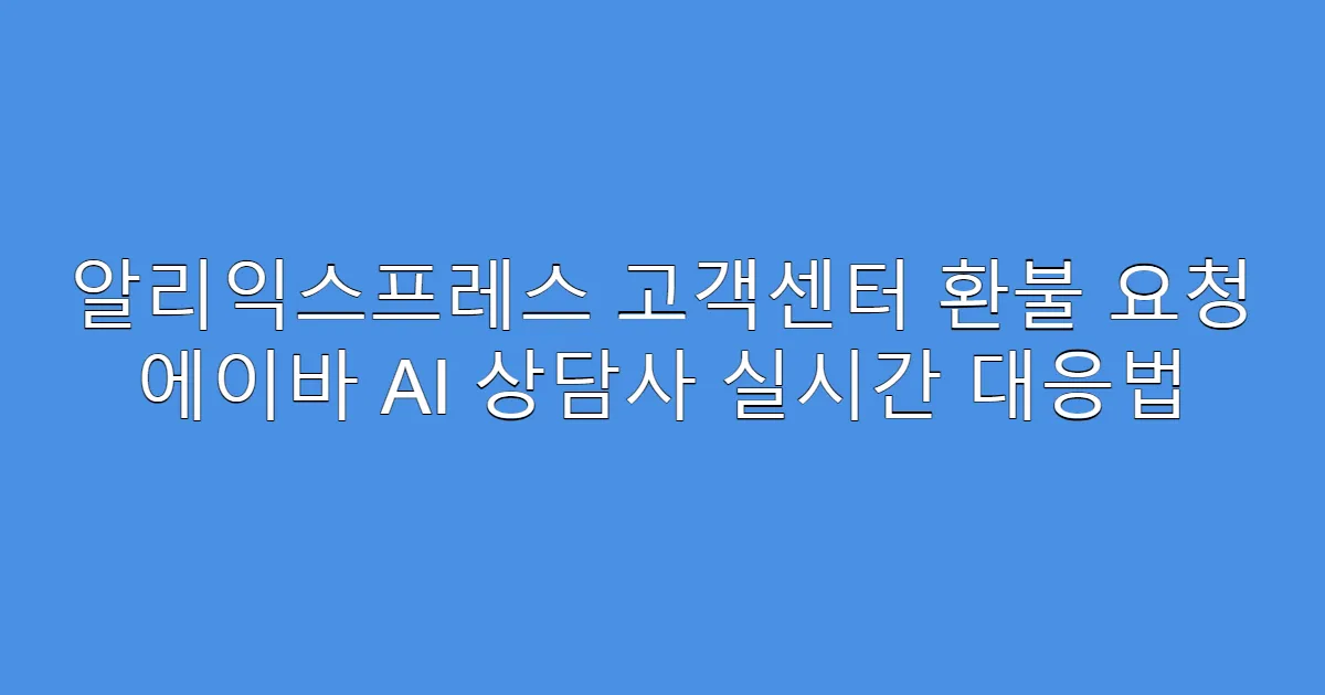 알리익스프레스 고객센터 환불 요청 에이바 AI 상담사 실시간 대응법