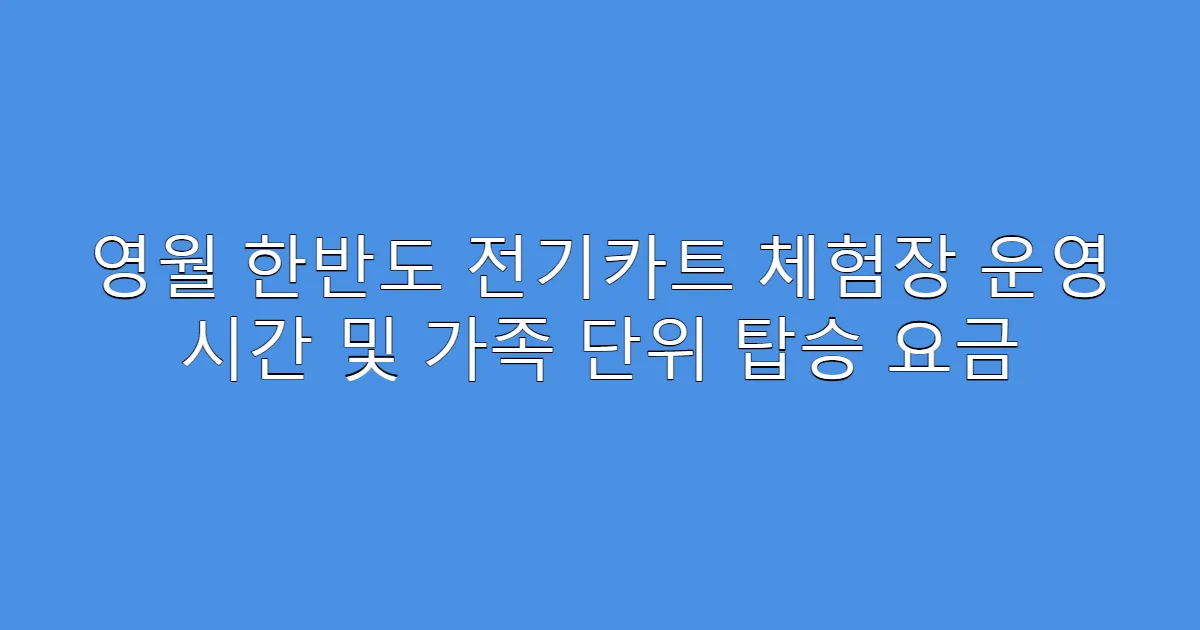 영월 한반도 전기카트 체험장 운영 시간 및 가족 단위 탑승 요금