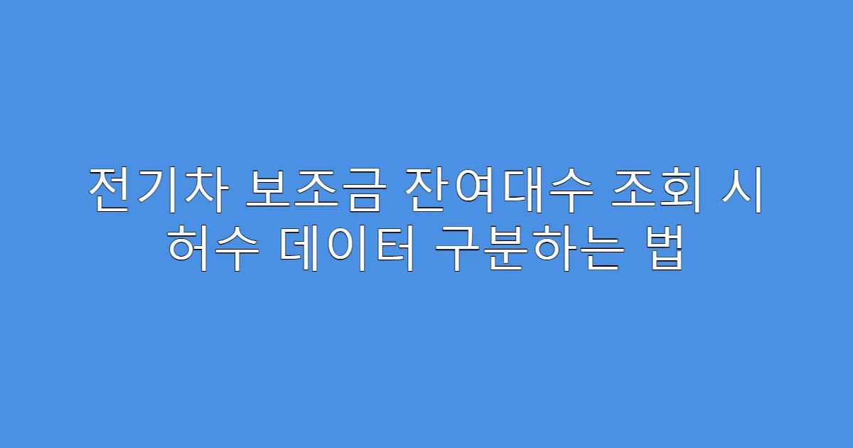 전기차 보조금 잔여대수 조회 시 허수 데이터 구분하는 법