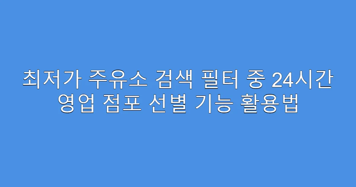 최저가 주유소 검색 필터 중 24시간 영업 점포 선별 기능 활용법