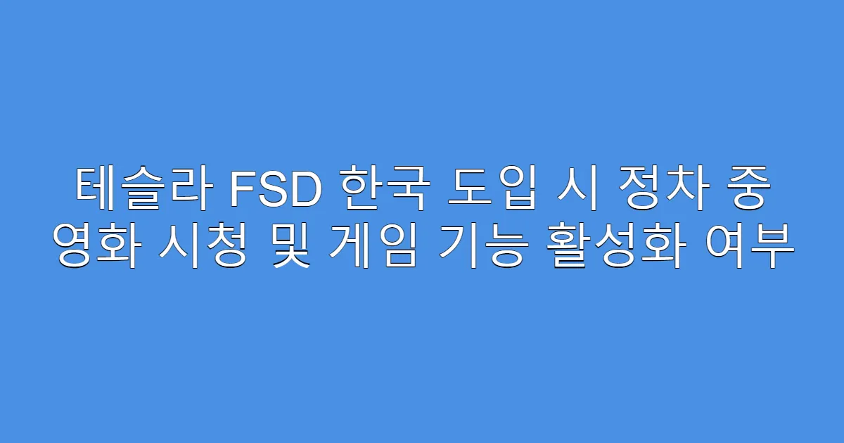 테슬라 FSD 한국 도입 시 정차 중 영화 시청 및 게임 기능 활성화 여부