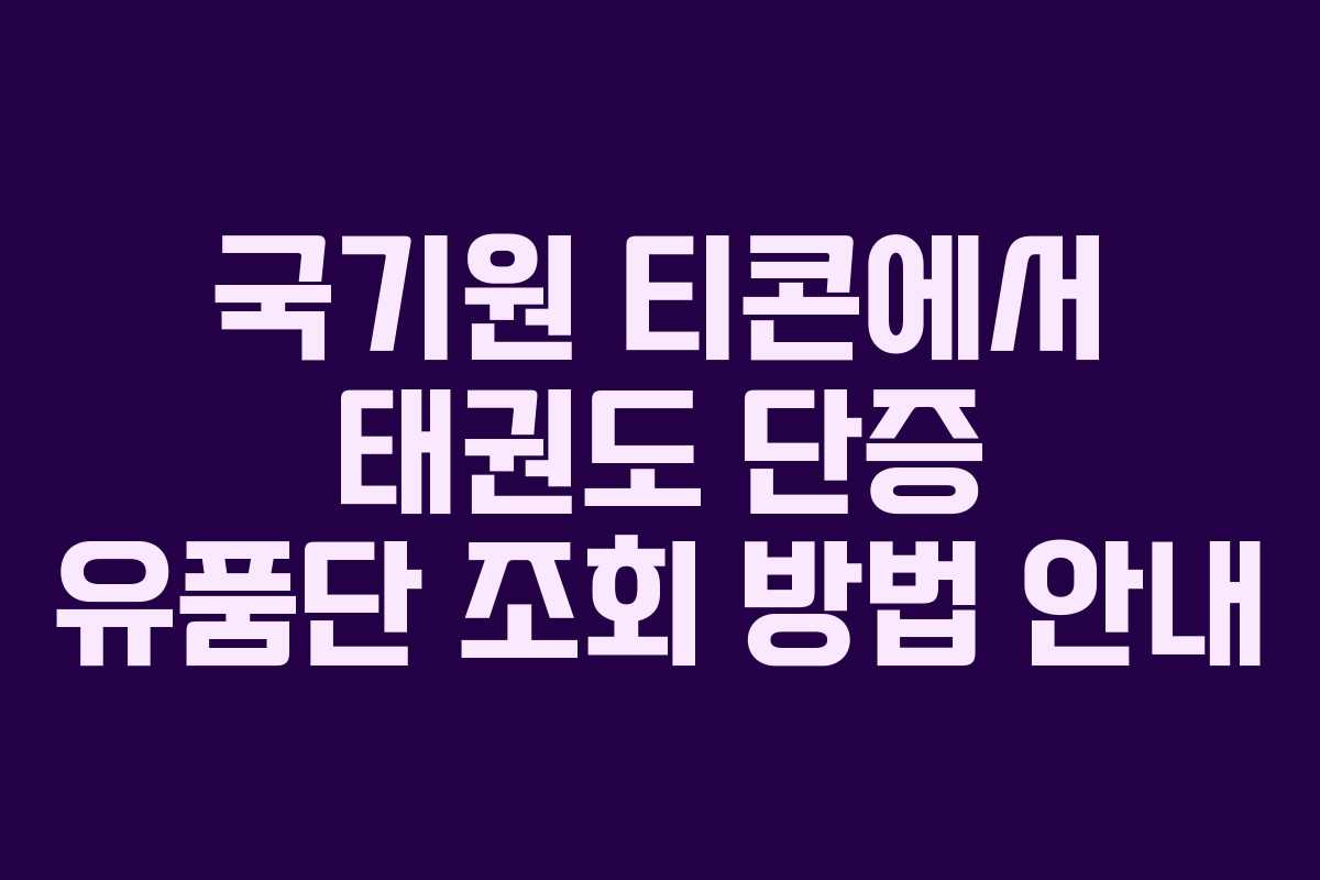 국기원 티콘에서 태권도 단증 유품단 조회 방법 안내