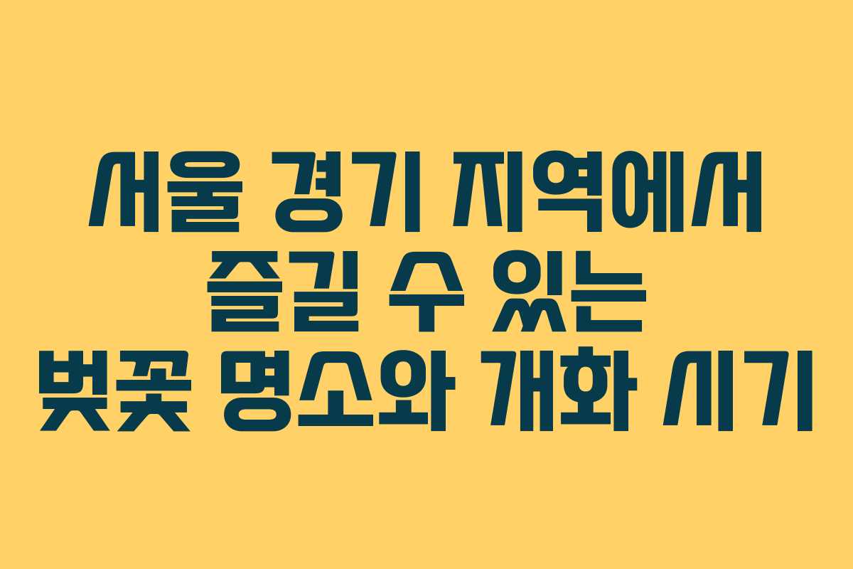 서울 경기 지역에서 즐길 수 있는 벚꽃 명소와 개화 시기