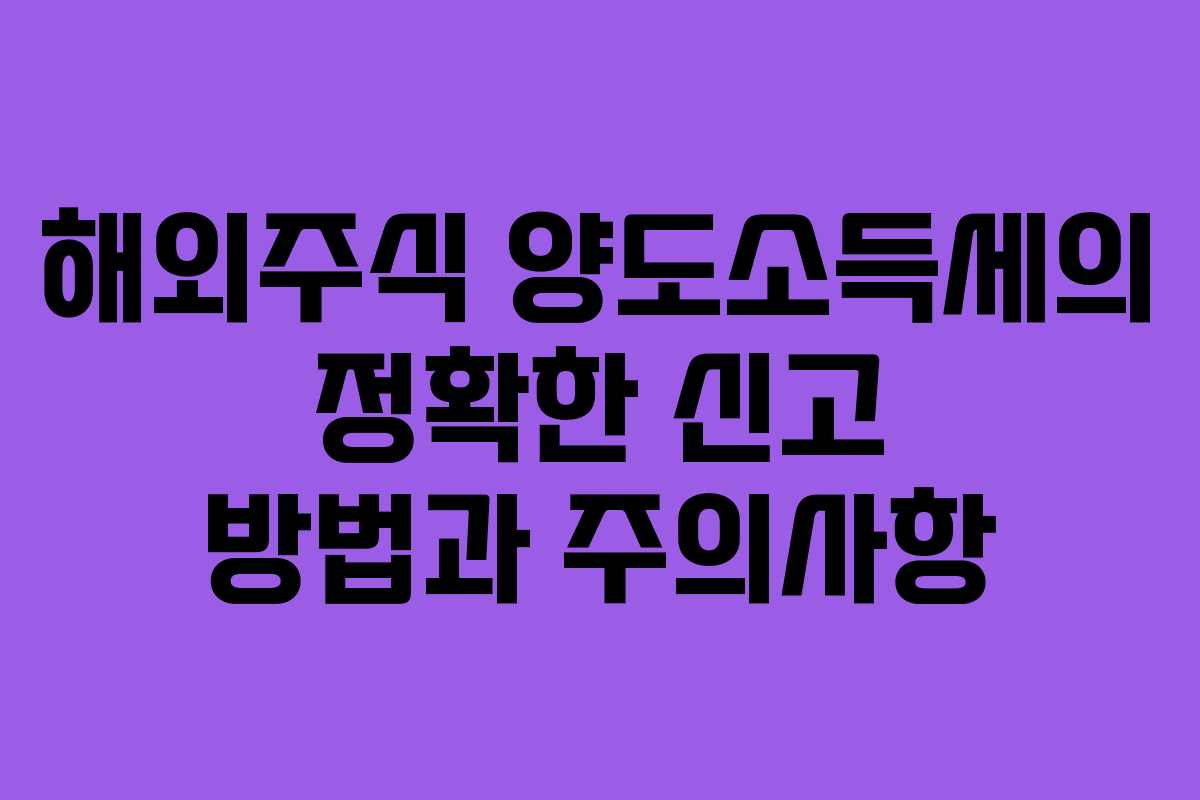해외주식 양도소득세의 정확한 신고 방법과 주의사항