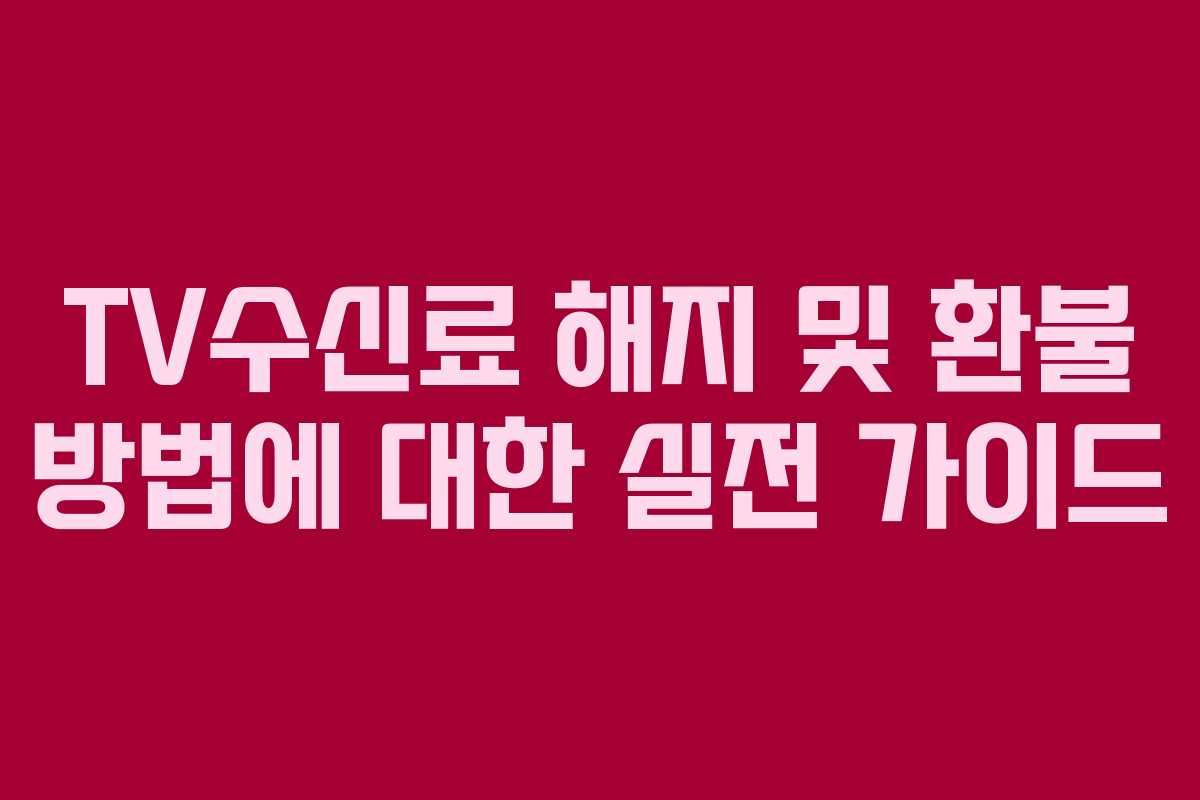 TV수신료 해지 및 환불 방법에 대한 실전 가이드