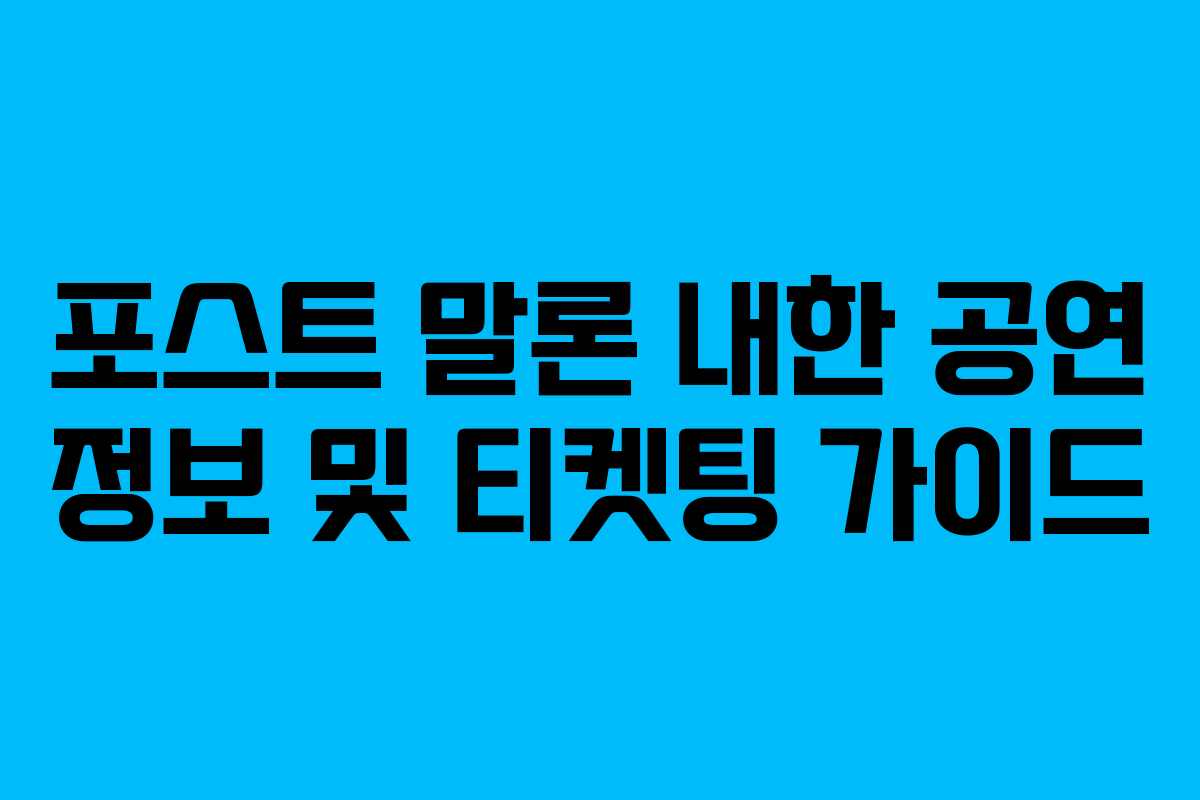 포스트 말론 내한 공연 정보 및 티켓팅 가이드