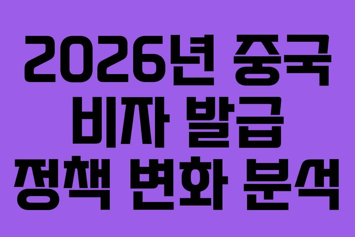 2026년 중국 비자 발급 정책 변화 분석