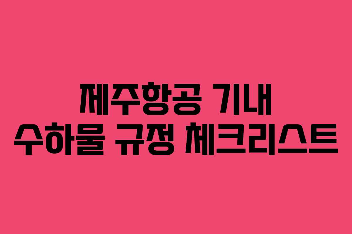 제주항공 기내 수하물 규정 체크리스트