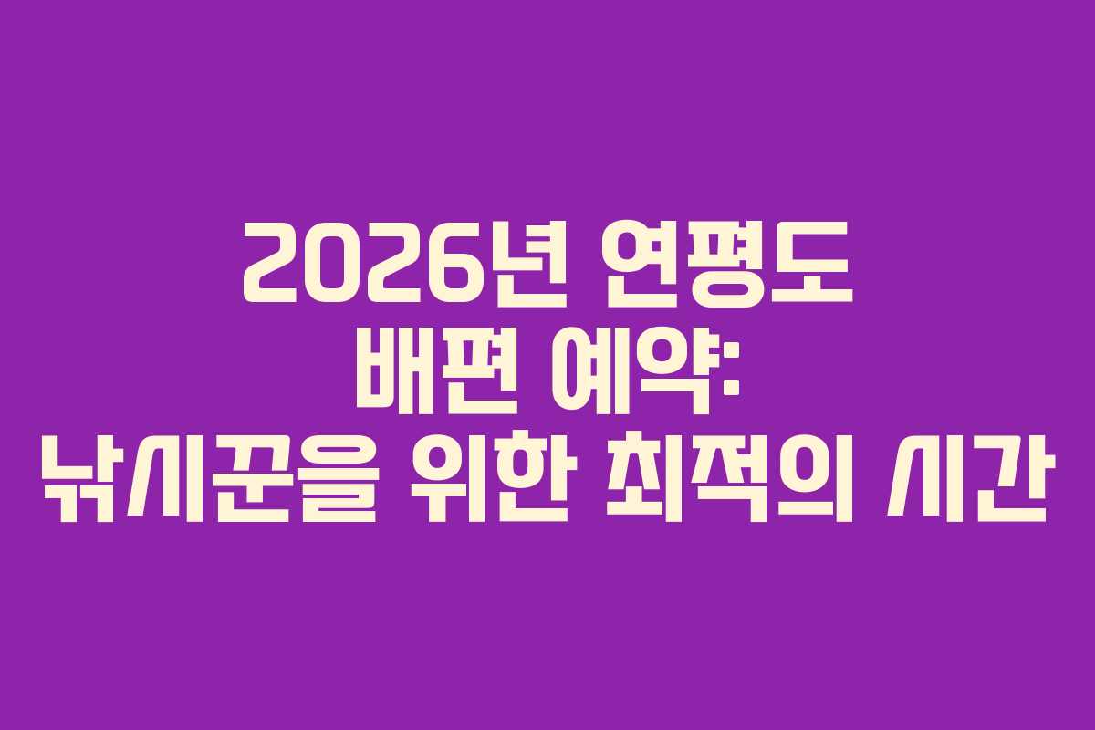 2026년 연평도 배편 예약: 낚시꾼을 위한 최적의 시간