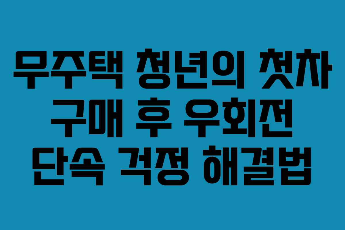 무주택 청년의 첫차 구매 후 우회전 단속 걱정 해결법