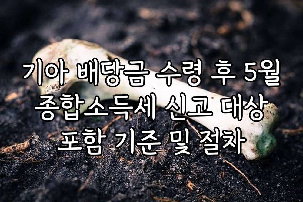 기아 배당금 수령 후 5월 종합소득세 신고 대상 포함 기준 및 절차
