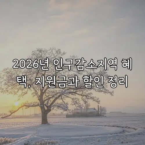 2026년 인구감소지역 혜택, 지원금과 할인 정리