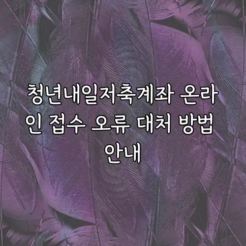 청년내일저축계좌 온라인 접수 오류 대처 방법 안내